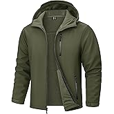 TACVASEN Men's Hooded Softshell Jacket Lightweight Waterproof Fleece Lined Windbreaker Rain Jacket Winter Outdoor Hiking