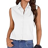 COUXILY Wrinkle-Free & Non-Iron Women's Sleeveless Button Down Shirts Blouses with Mulberry Silk Tank Casual Work Tops