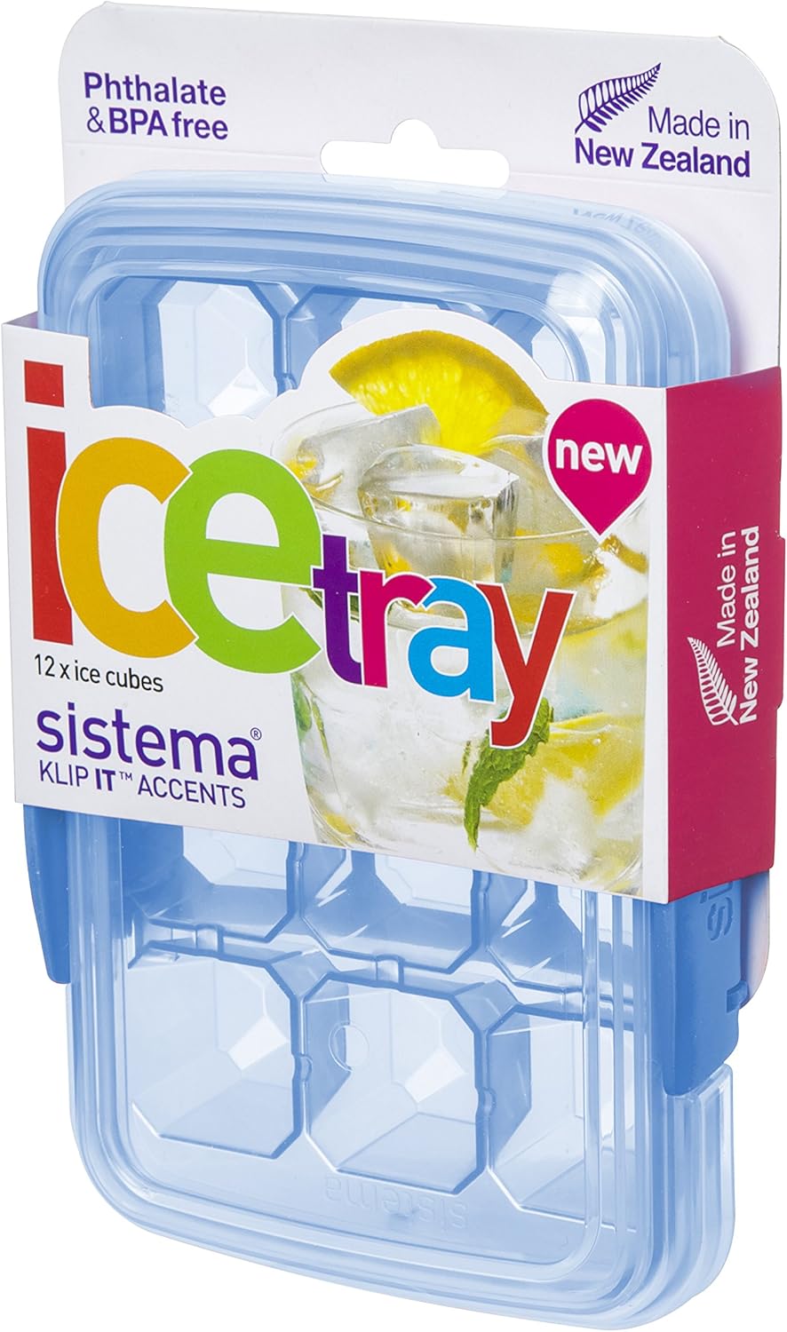Sistema KLIP IT Accents Ice Cube Tray with Lid, 12 Cubes Assorted