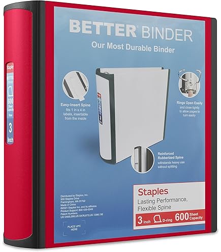 Amazon.com : Staples 3-inch 3-Ring Better Binder, Pink, 2