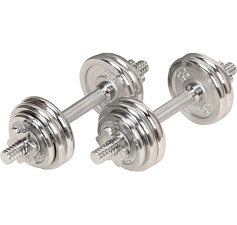 Sunny Health & Fitness Unisex Adult No. 014 33Lbs Dumbbell Chrome ...