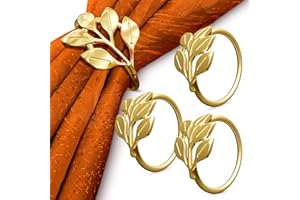 LEGLO Fall Gold Napkin Rings Set of 20 - Thanksgiving Napkin Rings Fits Various Napkins Styles, Elegant Leaf Design for Dinner Parties, Special Events, Christmas Table Decor, Great Gift Idea for Hosts