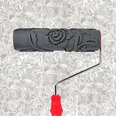 BANCOO Patterned Texture Roller, Concrete Stamp Roller for Wall &amp; Floors | 10" Rubber Texture Roller, Embossed for Texture Paint, Creates Flower Wall Texture for DIY &amp; Professional Decor (BC732L)
