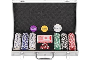 LUOBAO 300Pcs Poker Chips Set for Texas Holdem,Blackjack,Professional Poker Kit with Aluminum Case,2 Decks Cards,Dealer,Big Small Blind Buttons and 5 Dice,11.5 Gram Gambling Chips for Casino Games
