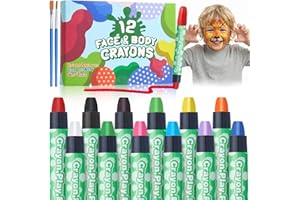 Lictin Face Paint Crayons for Kids, 12 Color Water Based Face Paint Kit, Non-Toxic Washable Kids Body Paint for Makeup, for Birthday, Christmas, Cosplay Makeup, Gifts for Children