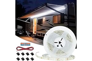 Destlife RV Awning Lights 20ft, 12V LED Light Strip, 6000K Camper Awning Lights, Waterproof RV Light Exterior, Trailer Canopy RV Outdoor Light