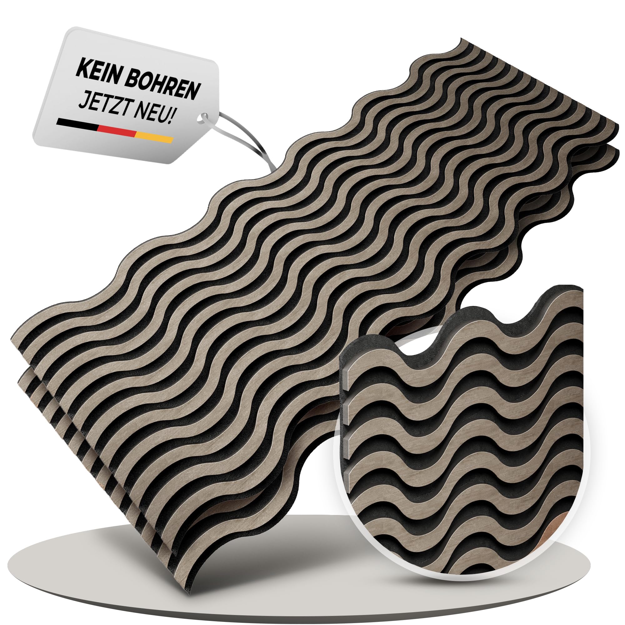 Good Materialzz® ,Wandpaneele, Akustikpaneele,115x60x5 cm (2er set), 3d Wandpaneele Selbstklebend, Wandverkleidung Innen, Paneele Wand, Akustikpaneele Selbstklebend, Schallschutzplatten, Eiche