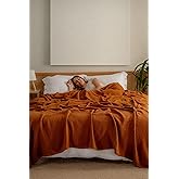 RAYME TEKSTIL Muslin Blanket - Pure 100% Turkish Cotton Airy Soft Light Versatile Gauze Throw Blanket for Bed, Couch, Sofa (Cinnamon Brown, California King Size (95" x 125" inch))