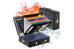 TAMFILE Fireproof Document Box with Fireproof Zipper, Hard Fireproof Safe Case with Lock, Fireproof Water Resistant Safe Box with Accordion File Organizer for Important Documents, Valuables, Laptop, Black