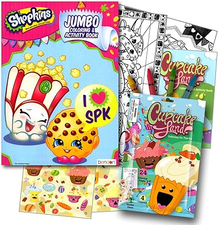 Amazon Com Shopkins 96 Pagina Libro Para Colorear Con Cupcake Tierra Coloring Fun Pack Libro Para Colorear Crayons Pegatinas Toys Games