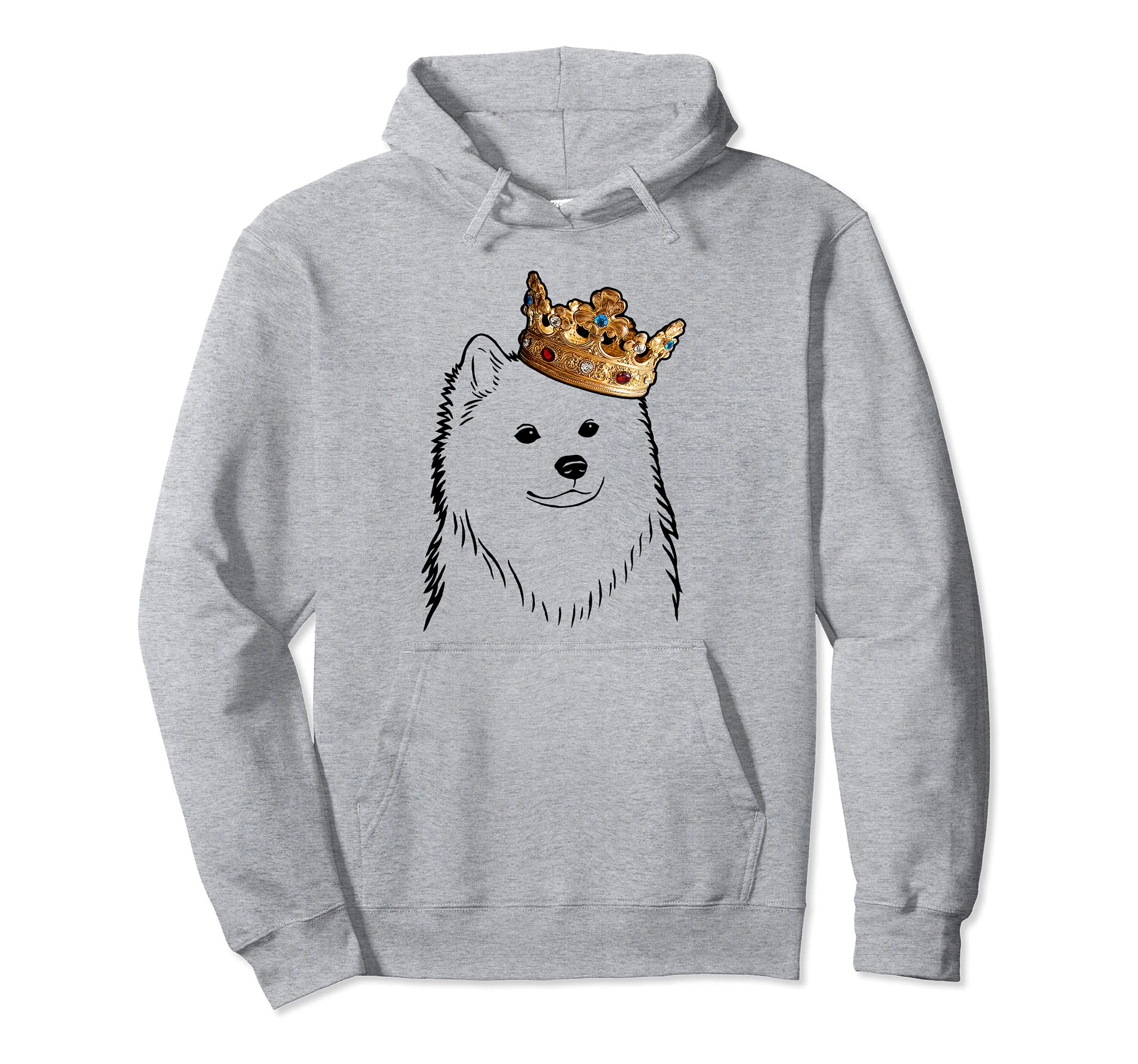 American Eskimo Dog Wearing Crown Pullover Hoodie