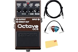Boss OC-5 Octave Pedal Bundle with Gearlux Instrument Cable, Patch Cable, Picks, and Austin Bazaar Polishing Cloth