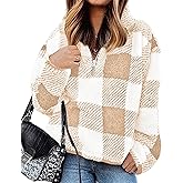 BTFBM Womens Sweatshirt Sherpa Quarter Zip Pullover Fall Winter 2026 Long Sleeve Fleece Sweaters Hoodies Sweatshirts Clothes