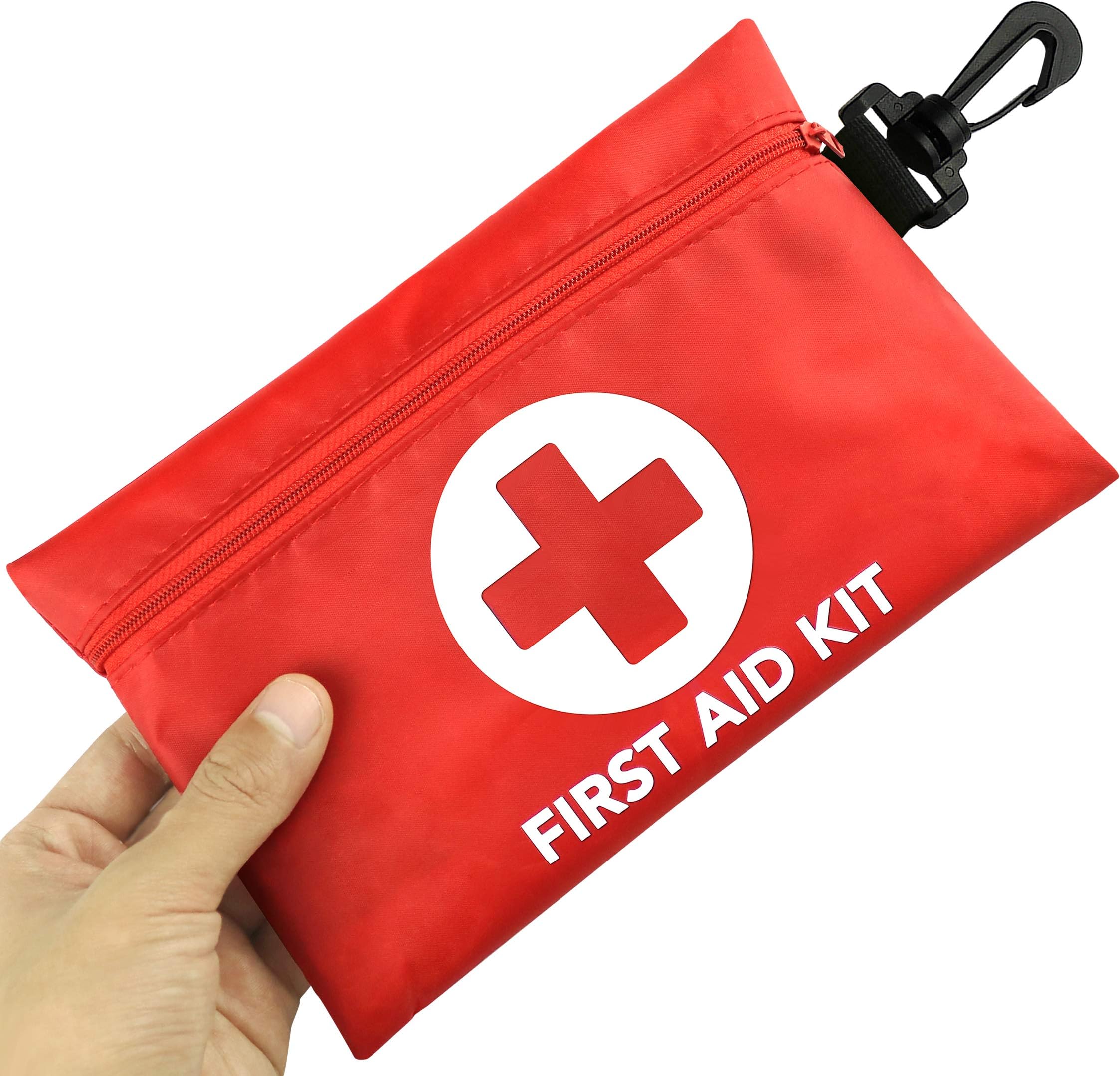 Small First Aid Kit, 100 Pieces Compact Waterproof Mini Emergency Survival Kit, Ideal for Home, Workplace, Vehicle, Travel, Camping, Backpacking Outdoor