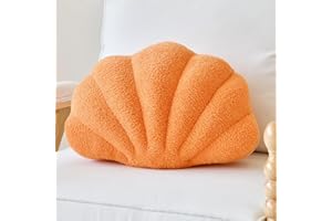 Lfsaaj Seashell Throw Pillows, Shell Shaped Throw Pillows, Soft Home Decorative Pillow Plush Cushion for Bed Couch Living Sofa Room Decor Accent Throw Pillow (13x10 Inch, Orange)