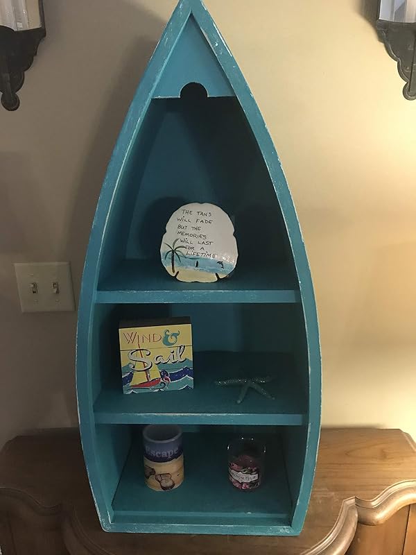 Nautical Wooden Boat Shelf Bookcase 36 or 30 Inch Tall Boat Decorations Beach Lake