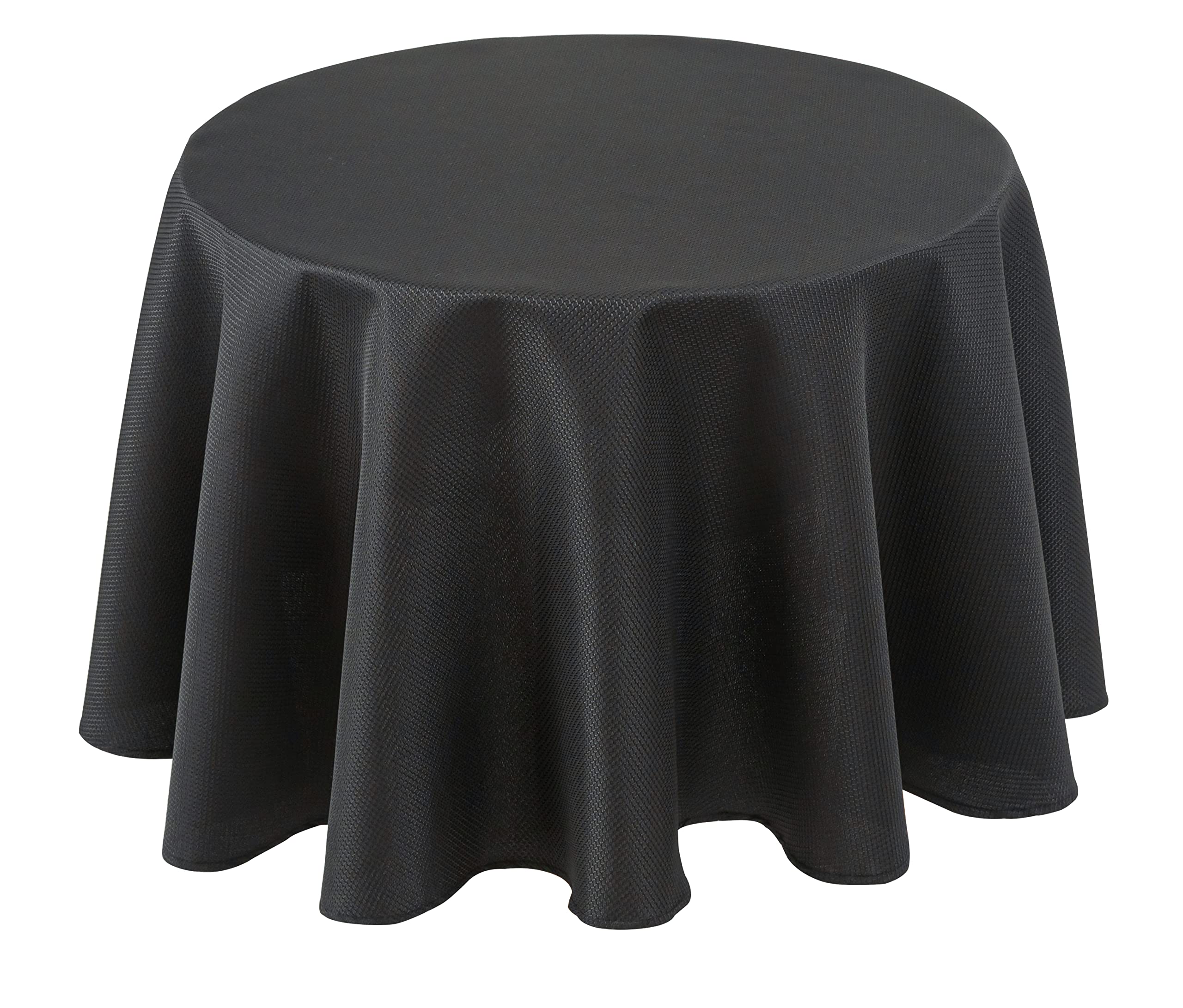 Biscaynebay Textured Fabric Round Tablecloths 60" for Tables Diameters from 20" to 40", Black Water Resistant Tablecloths for Dining, Kitchen, Wedding and Parties etc Machine Washable