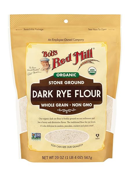 BOB’S RED MILL ORGANIC DARK RYE FLOUR, 20OZ (PACK OF 1) – NON GMO, WHOLE GRAIN, VEGAN, KOSHER