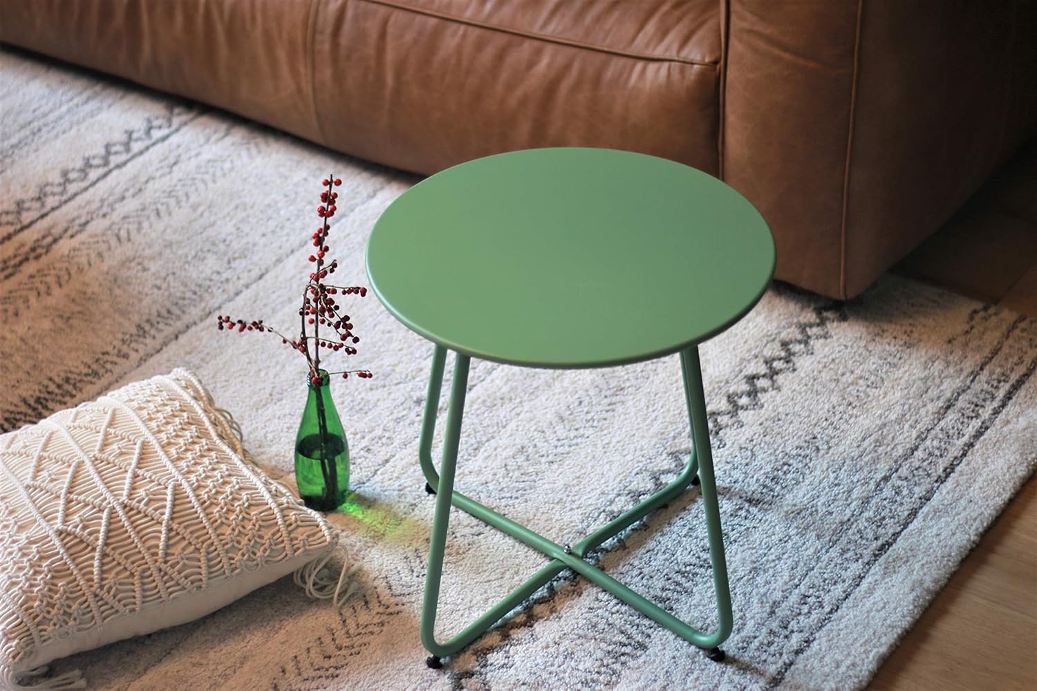 Pationate Patio Metal Side Table, Small Outdoor Bistro Round End Table (Cactus): Kitchen & Dining