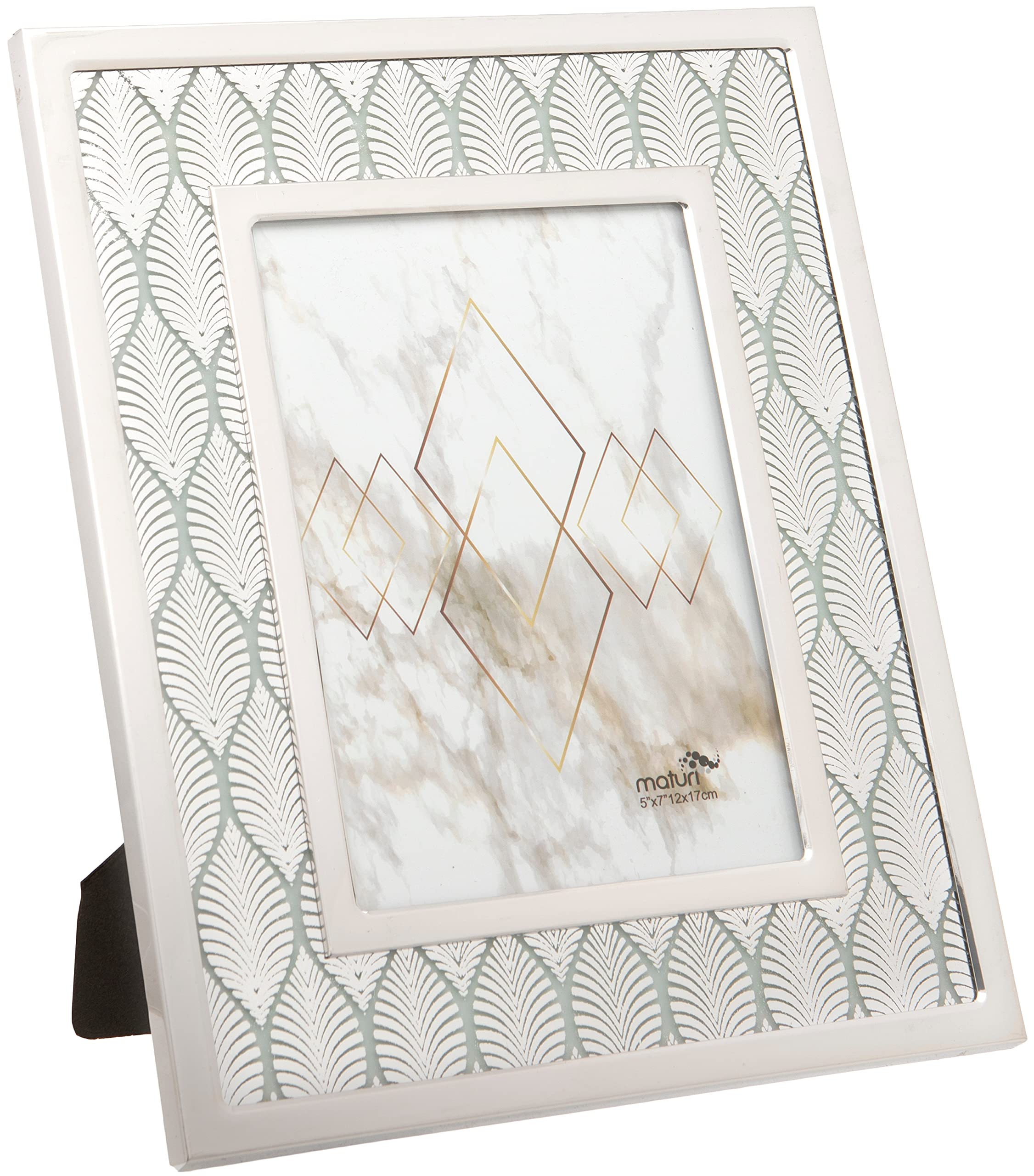 Stainless Steel Palm Tree Leaf Design Picture Photo Frame - 5 x 7/13 x 18cm, Silver