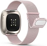 Yoohoo Strap for Fitbit Versa 3/4 Sense 2 Stainless Steel Rose Pink