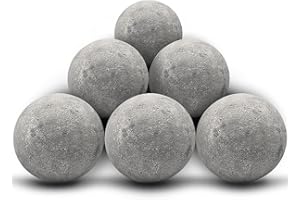 Zhenx Ceramic Fire Balls, 5 Inch, Set of 6 Round Fire Stones, for Indoor and Outdoor Fire Pits, Fire Bowls and Fireplaces, Grey