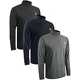 JumGear-Life 3Pack Quarter Zip Pullover Men Long Sleeve Sweatshirts Running Athletic Golf Gym Shirt Quick Dry