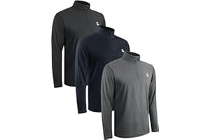 JumGear-Life 3Pack Quarter Zip Pullover Men Long Sleeve Sweatshirts Running Athletic Golf Gym Shirt Quick Dry