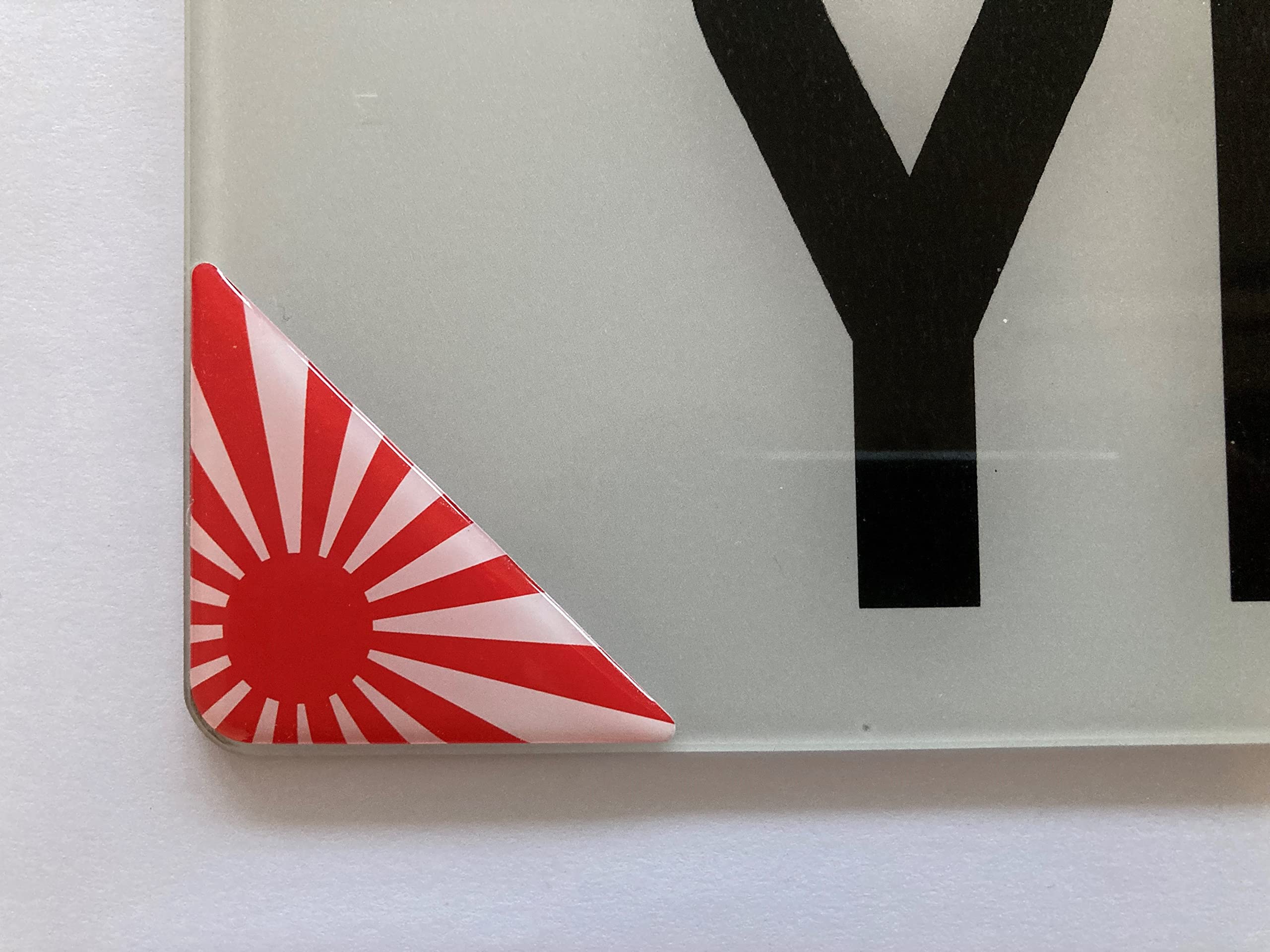 55mm Japan Rising Sun Corner Number Plate Domed Stickers/Decals - Red & White