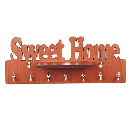Sehaz Artworks SweetHome SmallShelf MDF Key Holder (Size: 25 cm x 11 cm x 0.3 cm, Color: Brown)