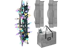 RUODON 12 Pack Christmas Lights Storage Holders with Storage Bag Hanging Rope Cord String Winder Organizer Holiday Lights Storage Hold Up to 164 Feet for Tree Lights, Electric Cords, Garlands (Grey)