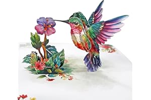 CUTPOPUP Hummingbird Birthday Card Pop Up, Mothers Day, 3D Popup Greeting Card (Hummingbird Purple Flower)