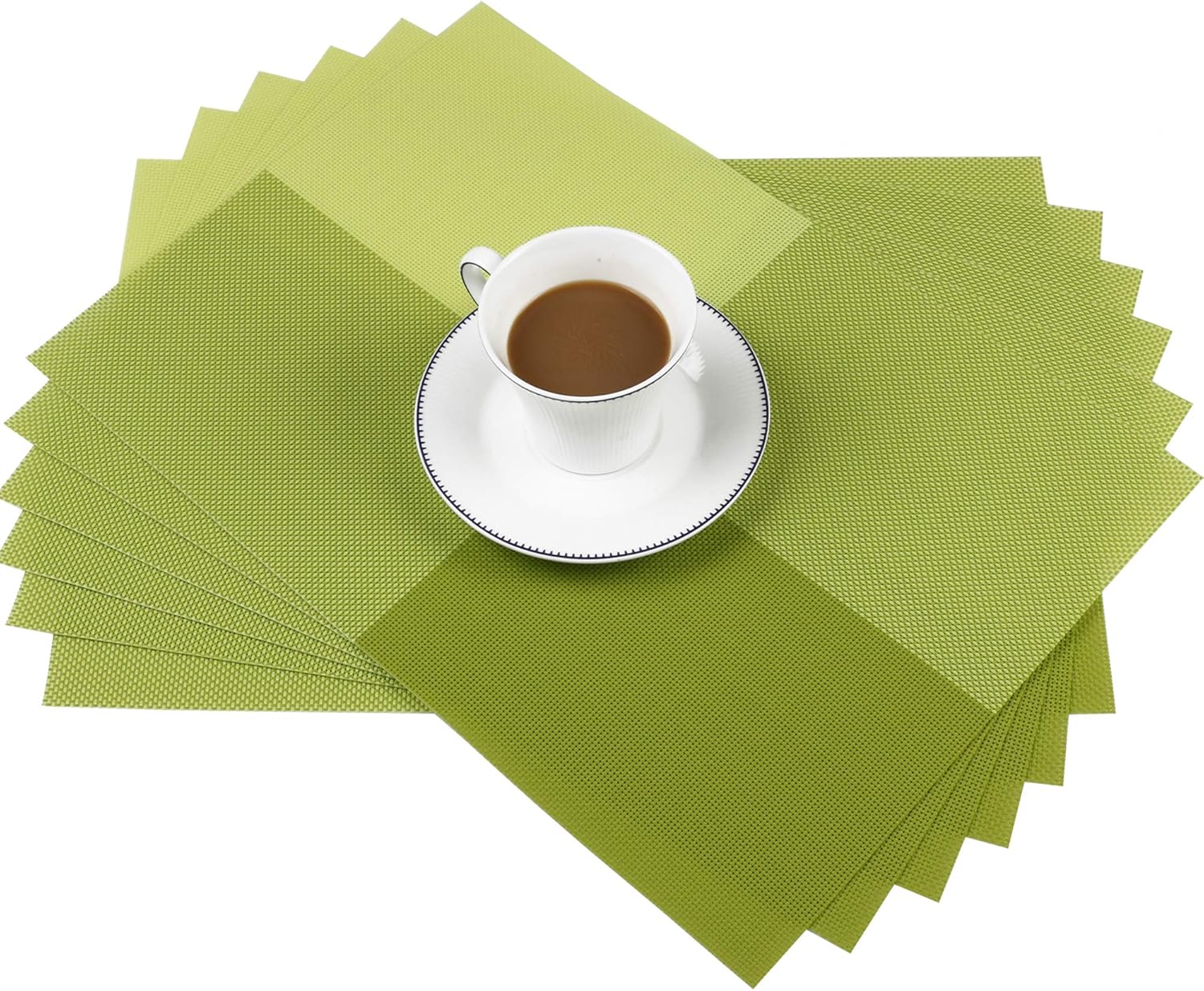 Famibay PVC Placemats Grid Weave Dining Room Washable Table Mats Heat