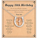 Shonyin Horseshoe Birthday Gifts for 11th 13th 16th, Cross Necklace, Christian Gifts for Girls