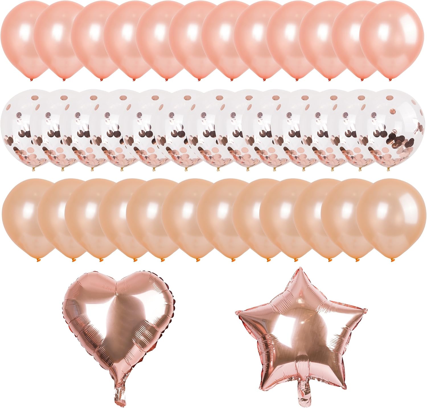 12Inch Rose Gold Confetti Balloon Set Champagne Gold Balloons Confetti ...