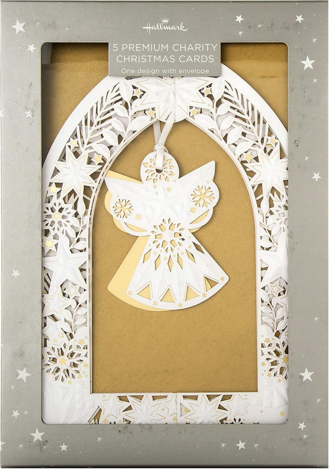 3D Angel Premium Boxed Charity Christmas Cards from Hallmark 5 Cards