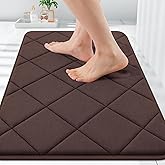 OLANLY Memory Foam Bath Mat 30x20, Ultra Soft and Absorbent Bathroom Rugs, Machine Washable, Comfortable Bath Carpet for Bathroom Floor, Tub and Shower, Brown