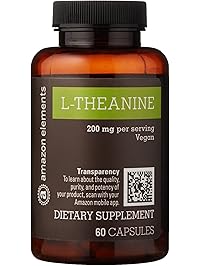 Amazon Brand - Amazon Elements L-Theanine, 200mg, 60 Capsules, 2 Month Supply