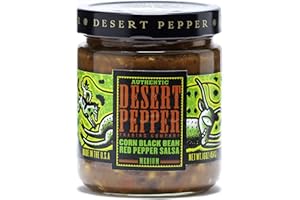 Desert Pepper Corn Black Bean Red Pepper Salsa – Black Bean and Corn Salsa/Dip with Jalapeno Pepper and Fresh Vegetables. Vegan, Gluten-Free, Low Carb Snack Salsa Medium, 6-Pack