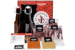 Thoughtfully Gourmet, Make Your Own Beer Infused Hot Sauce DIY Gift Set, Includes 3 Glass Bottles, Recipe Book, Gloves, 2 Funnels, Peppers, Spices and Seasonings (Contains NO Alcohol)