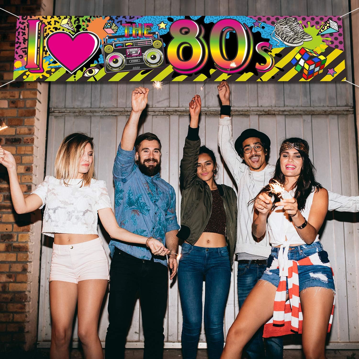 80s Party Decorations I Love 80s Banner, 1980s Hip Hop Sign Backdrop Photo Booth Birthday Party Supplies, 70.8 x 15.7 Inch - Image 5
