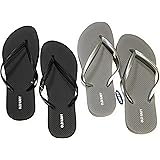 Old Navy Flip Flop Sandals for Woman, Great for Beach or Casual Wear (8, Silver and Black)