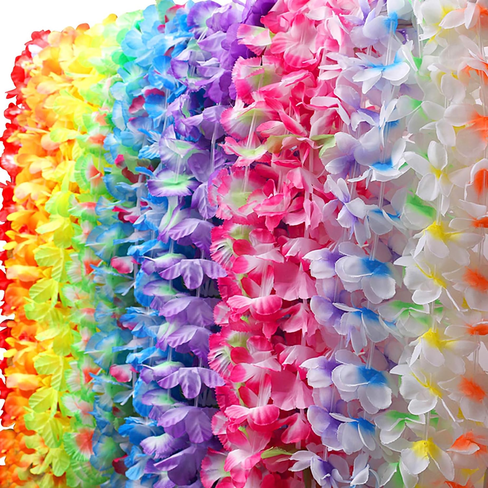 36 Counts Hawaiian Leis Necklace Tropical Luau Hawaii Silk Flower Lei Theme Party Favors Wreaths Headbands Holiday Wedding Beach Birthday Decorations (3 Dozens)