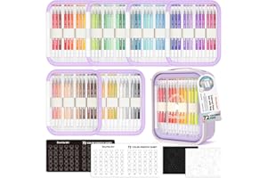 Shuttle Art Colored Pens, 72 Vibrant Colors Cute Journal Pens 0.6mm Fine Point Colored Gel Pens for Black Paper in Portable B