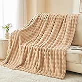 NEWCOSPLAY Throw Blanket for Couch Brown Super Soft Flannel Fleece 3D Bubble Lightweight Bed Blanket All Season Use (Brown, Throw(50"x60"))