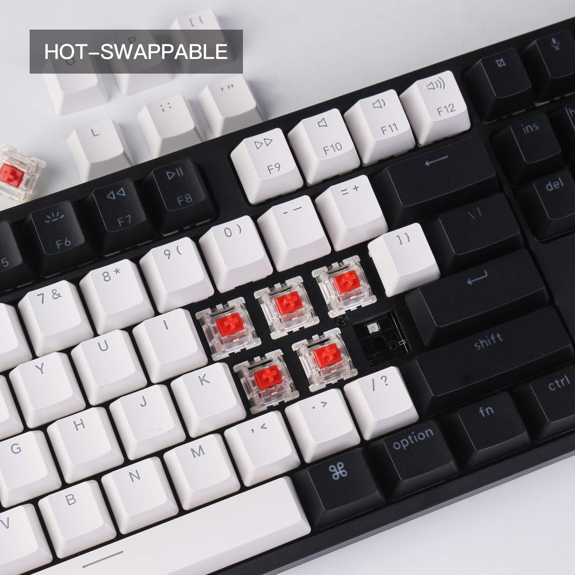 Keychron C1 Hot-swappable Wired Mechanical Keyboard with Gateron G Pro Red Switch/Double-Shot ABS Keycaps/White Backlight/USB Type-C Cable, Tenkeyless 87 Keys Computer Keyboard for Mac Windows PC