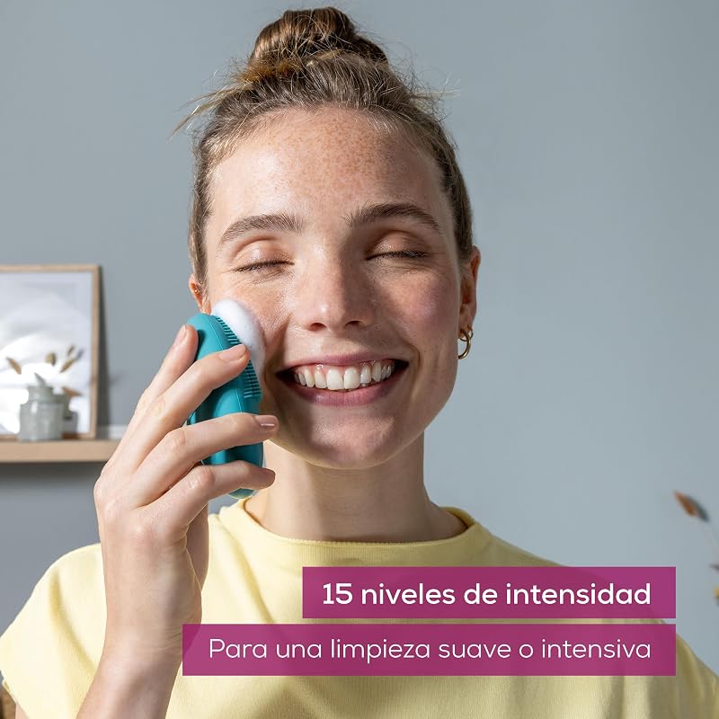 FC 52 Laguna Cepillo facial de silicona, limpieza en profundidad de los poros y masaje de la piel, resistente al agua, apto para todo tipo de pieles