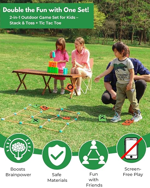 2-IN-1 GIANT TIC TAC TOE AND CAN TOSS GAME – OUTDOOR GAMES FOR KIDS & FAMILY, BACKYARD AND INDOOR PARTY GAME SET WITH BEAN BAGS & STORAGE BAG