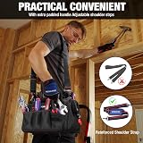 WORKPRO 12-inch Wide Mouth Tool Bag Black Red 600D Polyester Multiple Pockets view 7