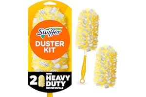Swiffer Duster Kit with Short Handle, Heavy Duty Dusting Starter Kit with 2 Refills